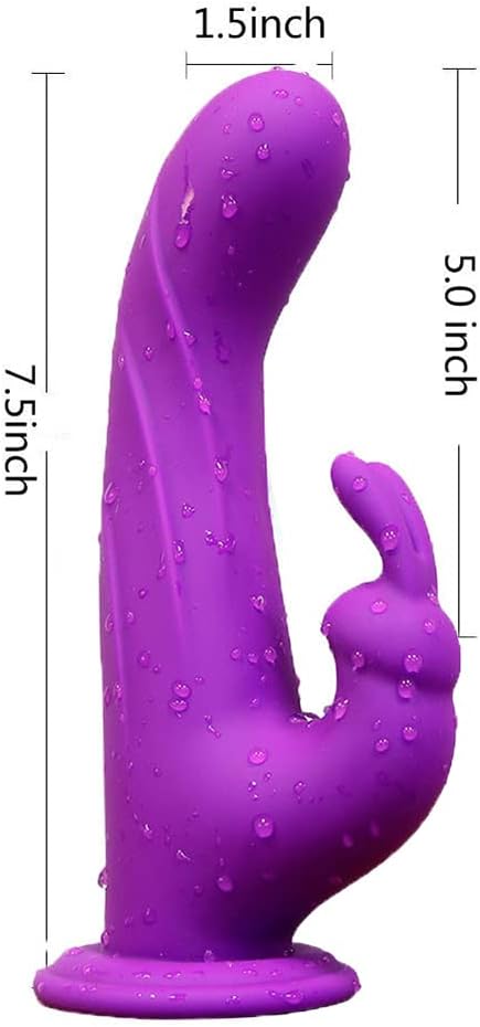 Dildo Vibrator with 2 Motors, Rabbit Vibrators for G-Spot Stimulation, Sex Toy, 7 Vibrations, Silicone Sex Toy, Waterproof and Quiet Sex Toy for Women, Vagina (Navy Blue) – Bild 2