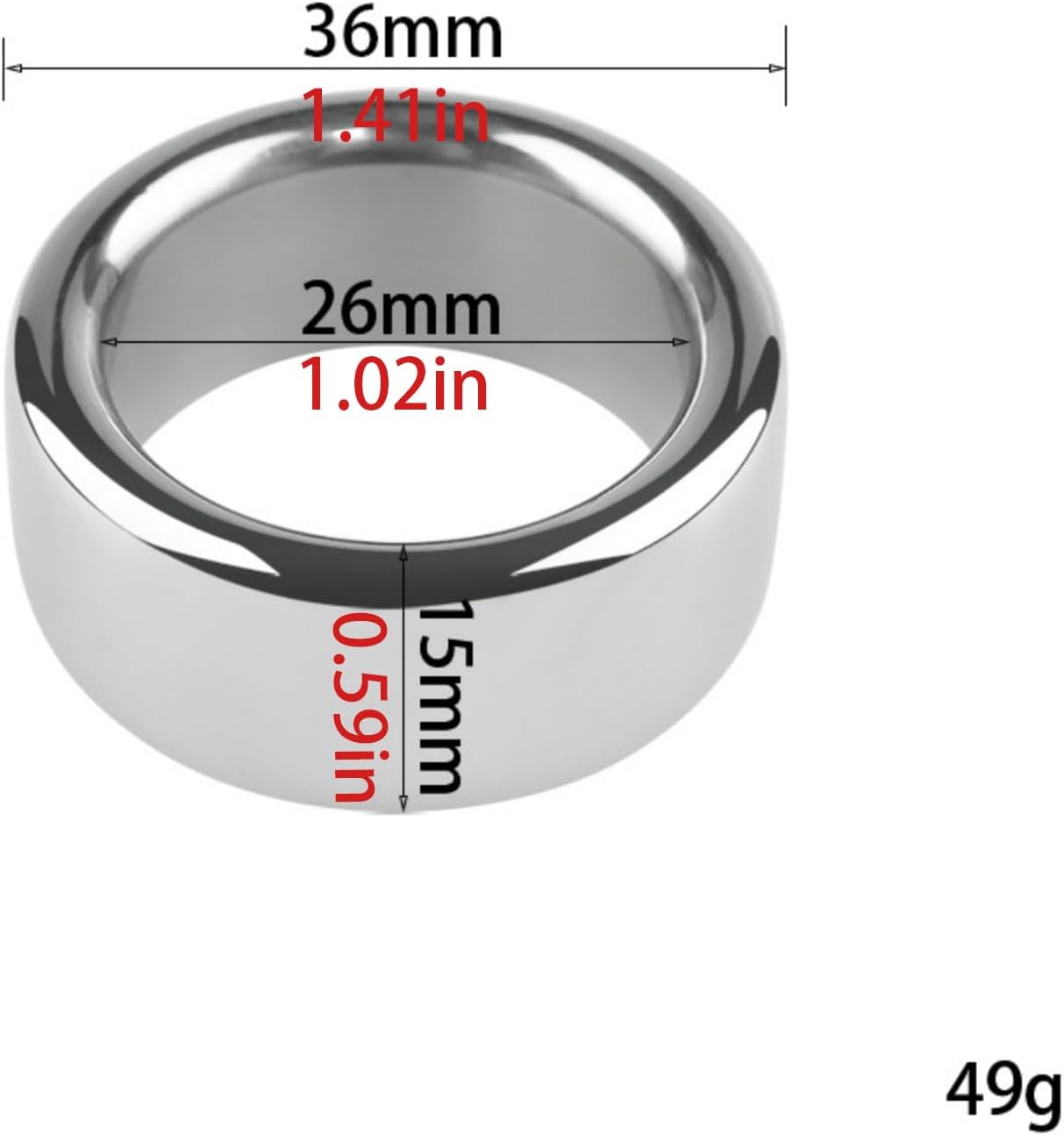 Ring - Sex Toy for Couples Testicle Ring Made of Metal in 5 Different Sizes Glans Ring for Men Metal Ring Stainless Steel for Long Lasting Male Erections (26 mm) – Bild 2