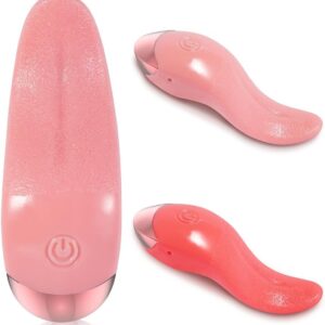 Xuomt Realistic Tongue Vibrator with 10 Vibration Modes, G-Spot Vagina Stimulator, Smart Female Masturbator, Nipple Stimulation of the Clitoris, Oral Dildo, Sex Toy for Women, Couples (Pink)
