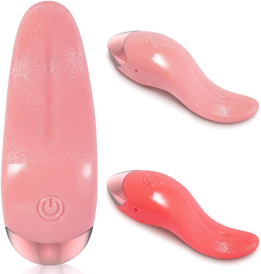 Xuomt Realistic Tongue Vibrator with 10 Vibration Modes, G-Spot Vagina Stimulator, Smart Female Masturbator, Nipple Stimulation of the Clitoris, Oral Dildo, Sex Toy for Women, Couples (Pink)