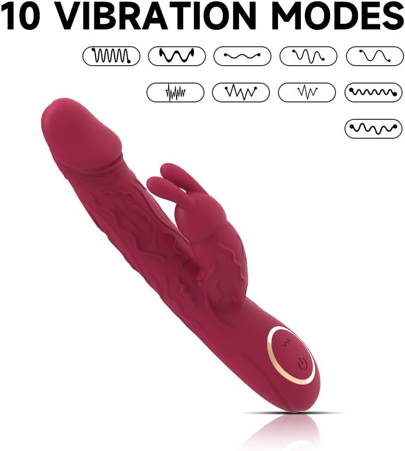Jinqian Quiet and Strong Dildo Vibrator for Women, G-Spot Vibrators with Clitoral Stimulation for Women, 10 Vibration Modes, Rabbit Vibrator, Erotic Sex Toy for Couples, Extreme Sex – Bild 2