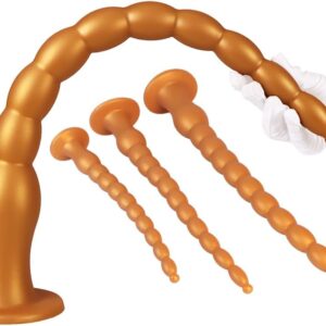 Leyuye Extra Long Plug Dildo XXL Balls Toys with Strong Suction Cup Plugs Chain Prostate Massage G-Spot Stimulate Butt Plug SM Sex Toy for Men Women (S 42 cm)