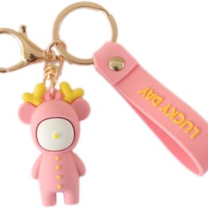 LZHLMCL Pendant Key Ring Soft Rubber Doll Car Key Ring Accessories Deer Key Ring Female Bag Pendant Small Gift, One colour