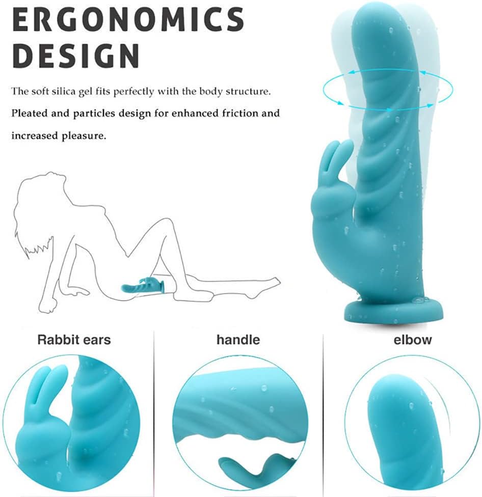 Dildo Vibrator with 2 Motors, Rabbit Vibrators for G-Spot Stimulation, Sex Toy, 7 Vibrations, Silicone Sex Toy, Waterproof and Quiet Sex Toy for Women, Vagina (Navy Blue) – Bild 3