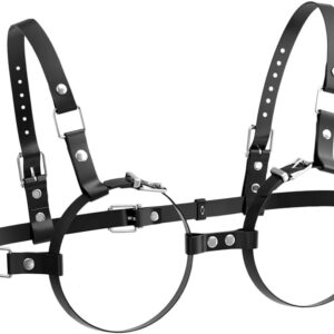 BDSM Bondage Sex Toy for Couples, Faux Leather Harness Lingerie Bondage Set, Sexy Lingerie Women for Sex Fetish, Chest Restraints for Women, SM Restraints Sex Toy, for Cup Sizes B to E, black