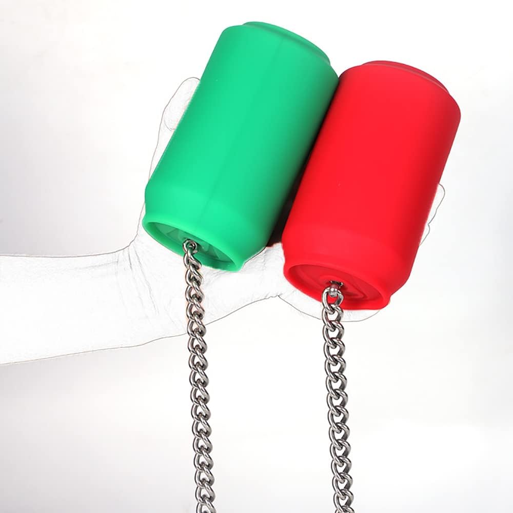 Jixaxe Liquid Silicone Plug with Stainless Steel Chain Cola Cans Shape Butt Plug Balls Chain Butt Plug Anus Dilator Stimulator Sex Toy for Couples Women Men (Green) – Bild 4