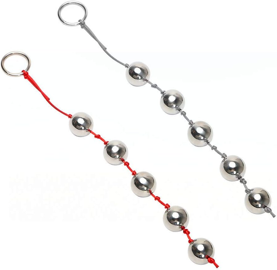 ChicLSQ Stainless Steel Beads Ball Beads Gay Long Chain with 5 Balls Metal Pull Ring G-Spot Stimulation Sex Toy for Men and Women (Ball Diameter 25 mm - Red Rope) – Bild 5