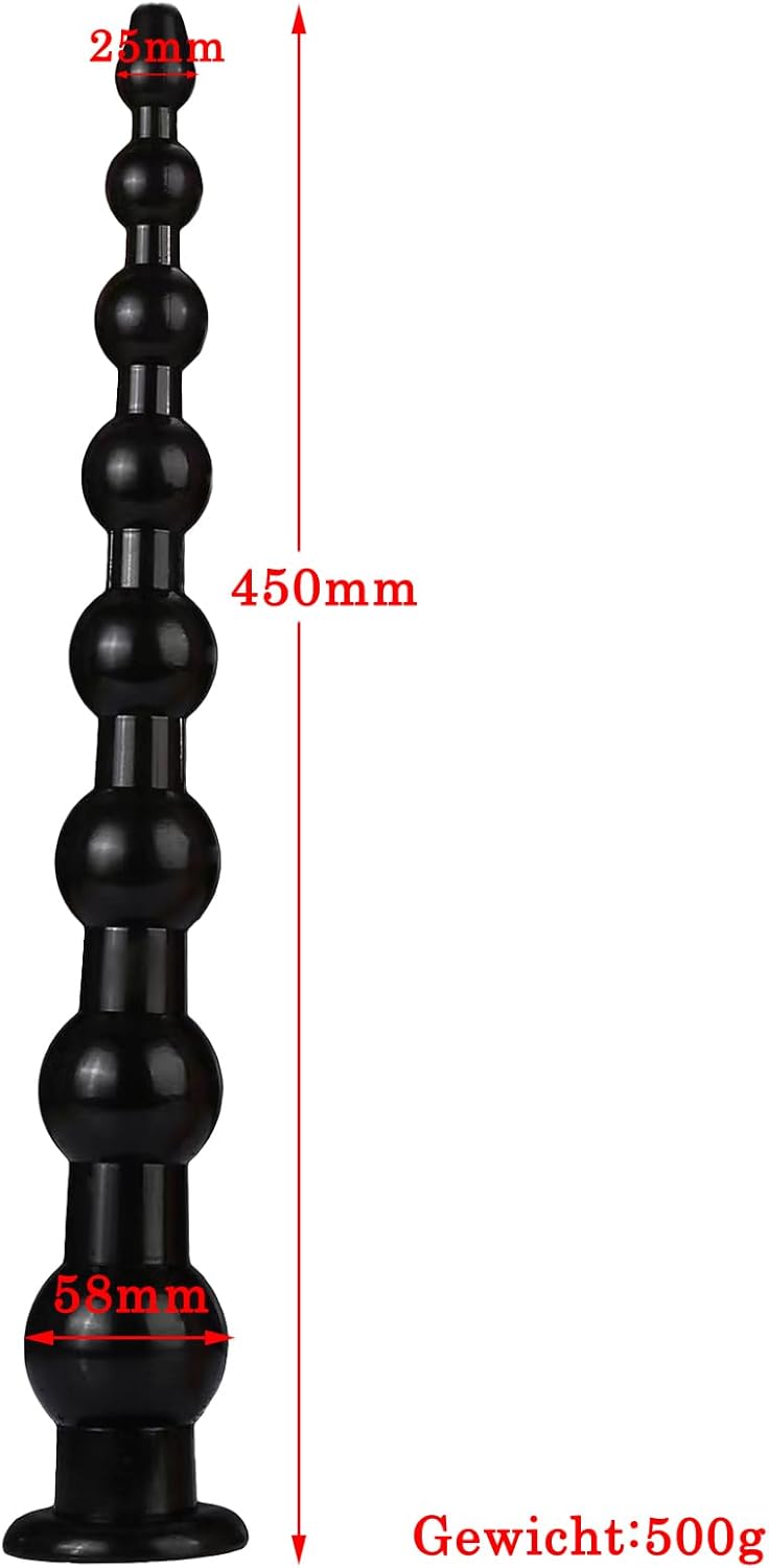 BDSMAGE 45 cm Large Plug, Giant Butt Plug, Dildo, XXL Toys, Stretcher, Bead Dilo Tail, Expander with Suction Cup, Erotic Sex Toy from 18 for Couples, Women, Men (Black) – Bild 8