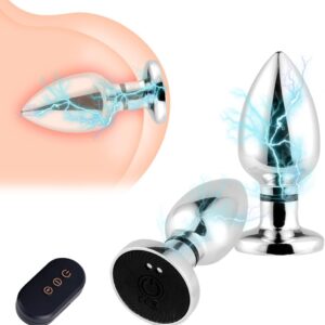 NAIXBTY SM Elektroshock Vibrator Metal Electrostimulation Plug Butt Plug with 10 Vibration Electric Shock Modes Extreme Electric Shock Prostate Stimulation Sex Toy for Men Women Couple (S)