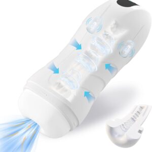 QgLust Men’s Masturbator, 10 Frequency Vibration + 3 Frequency Suction Mode, Trainer Masturbator Masturbation Cup Men Sex Toy (White)