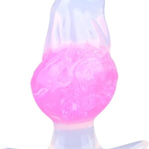 Veyjuns Silicone Plug with T-Base and Glass Ball Effect – Soft Butt Plug for Men & Women, G-Spot & Prostate Massage, Dilator for Beginners & Advanced Users (CF-P9141, Pink)