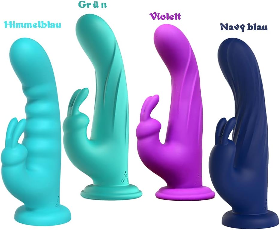 Dildo Vibrator with 2 Motors, Rabbit Vibrators for G-Spot Stimulation, Sex Toy, 7 Vibrations, Silicone Sex Toy, Waterproof and Quiet Sex Toy for Women, Vagina (Navy Blue) – Bild 7