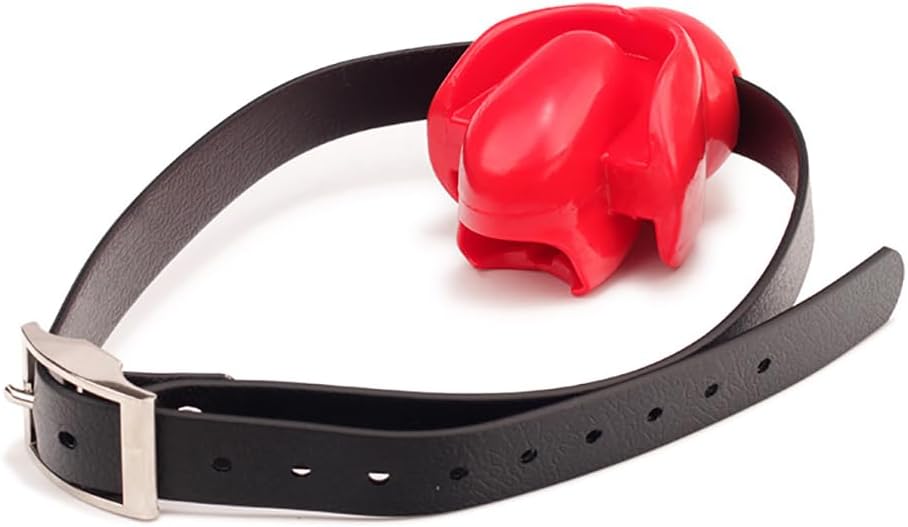 Jomyu BDSM Silicone Ball Gag Tongue Fixation with Ball Gag Adjustable Slaves Fetish Sex Game Sex Toy for Couples Women Men Extreme (Red) – Bild 4