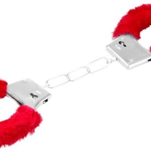 EIS, Red Plush Metal Bondage Handcuffs with Two Keys