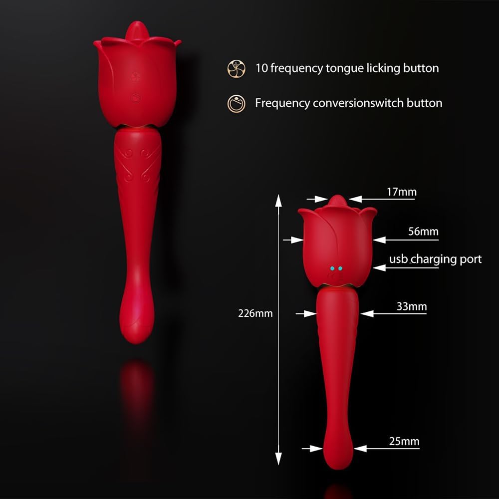 Xuomt Clitoris and G-Spot Tongue Vibrator 2 in 1 Rechargeable Mini Rose Tongue Licking Vagina Stimulator Smart Female Masturbator Nipple Massager Erotic Sex Toy Suitable for Female Couples – Bild 2