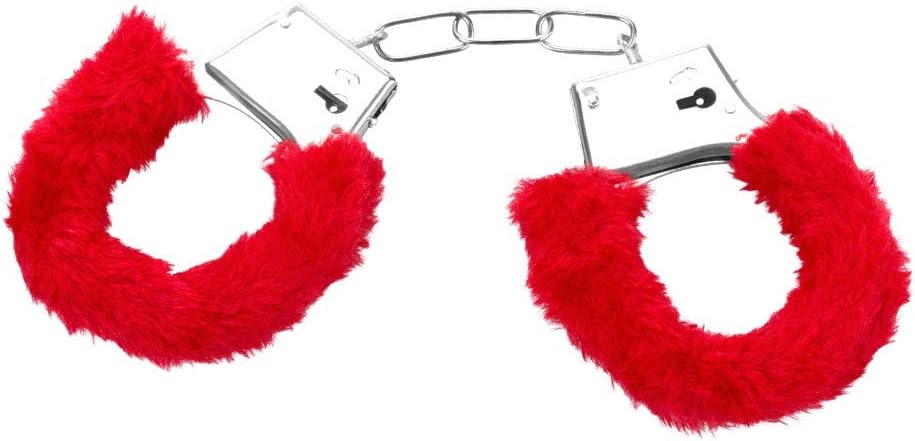 EIS, Red Plush Metal Bondage Handcuffs with Two Keys – Bild 2