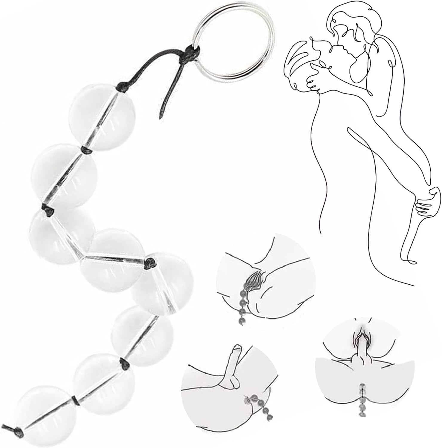 Glass Beads, Crystal Butt Plug, 8 Training Beads, Chain, Sex Toy for Men, Prostate Massager, Transparent Beads, Vagina, Plug, Adults, Erotic Toy for Couples - M – Bild 3