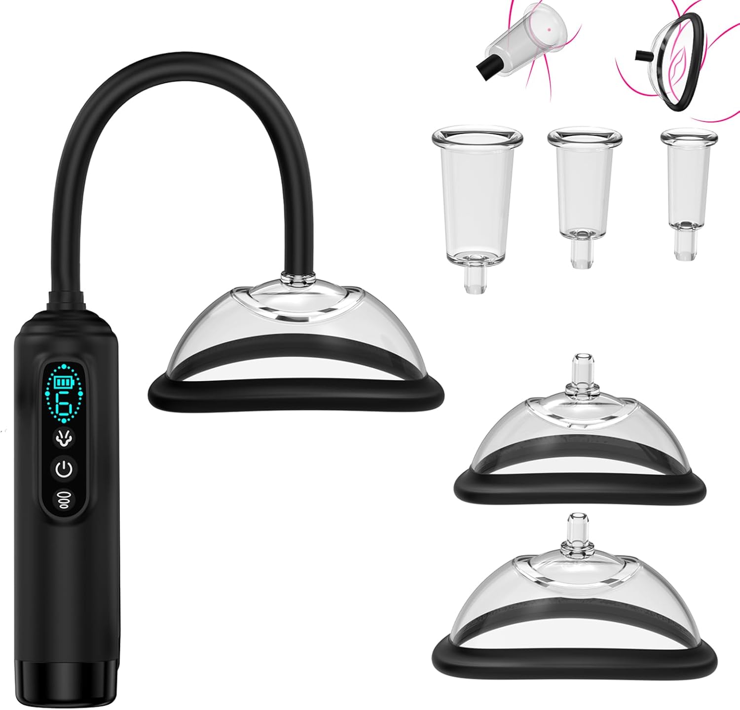 Electric Vacuum Pump for Women with 6 Suction Modes and LCD Display Pussy Pump with Nipple Suction and Clitoris Teat Sex Toy for Women Solo Vagina Stimulator as Sex Toy for Couples LZYLWC