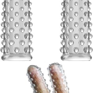 Set of 2 Finger Sleeves, Sex Finger Ticklers Sleeve Fingertip, Finger Sleeves Clear Finger Covers Vibrator Accessories, Finger Sleeves Silicone Masturbation, Single Finger Sleeves Set for Men