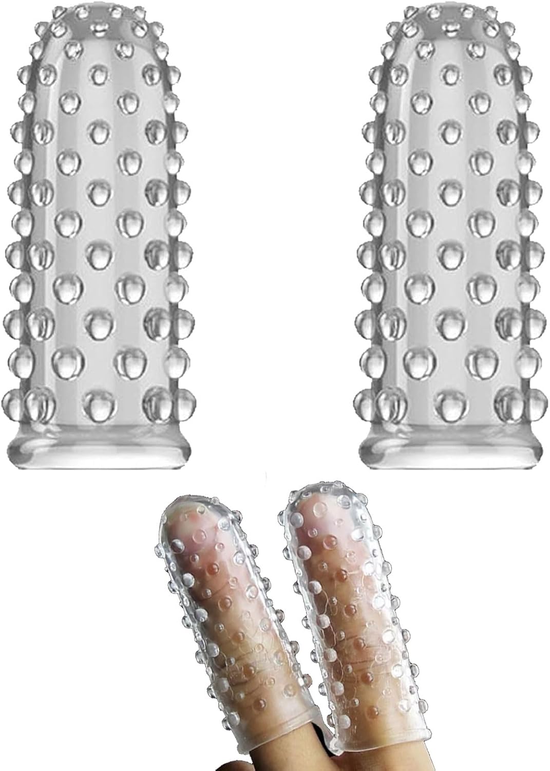 Set of 2 Finger Sleeves, Sex Finger Ticklers Sleeve Fingertip, Finger Sleeves Clear Finger Covers Vibrator Accessories, Finger Sleeves Silicone Masturbation, Single Finger Sleeves Set for Men