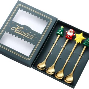 410 Stainless Steel Spoons Creative Christmas Dessert Coffee Spoon Dining Fork Cartoon Rubber Doll Fruit Fork Gift Set Christmas Box