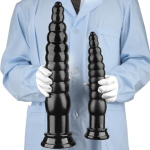 Soarvlorfy 39.5 cm / 29.5 cm Super Long Chain Butt Plug with Suction Cup, XXL Giant Dildo Balls Vaginal Anus Masturbators Dilator Thick Dildo Toy for Men and Women, Black, S