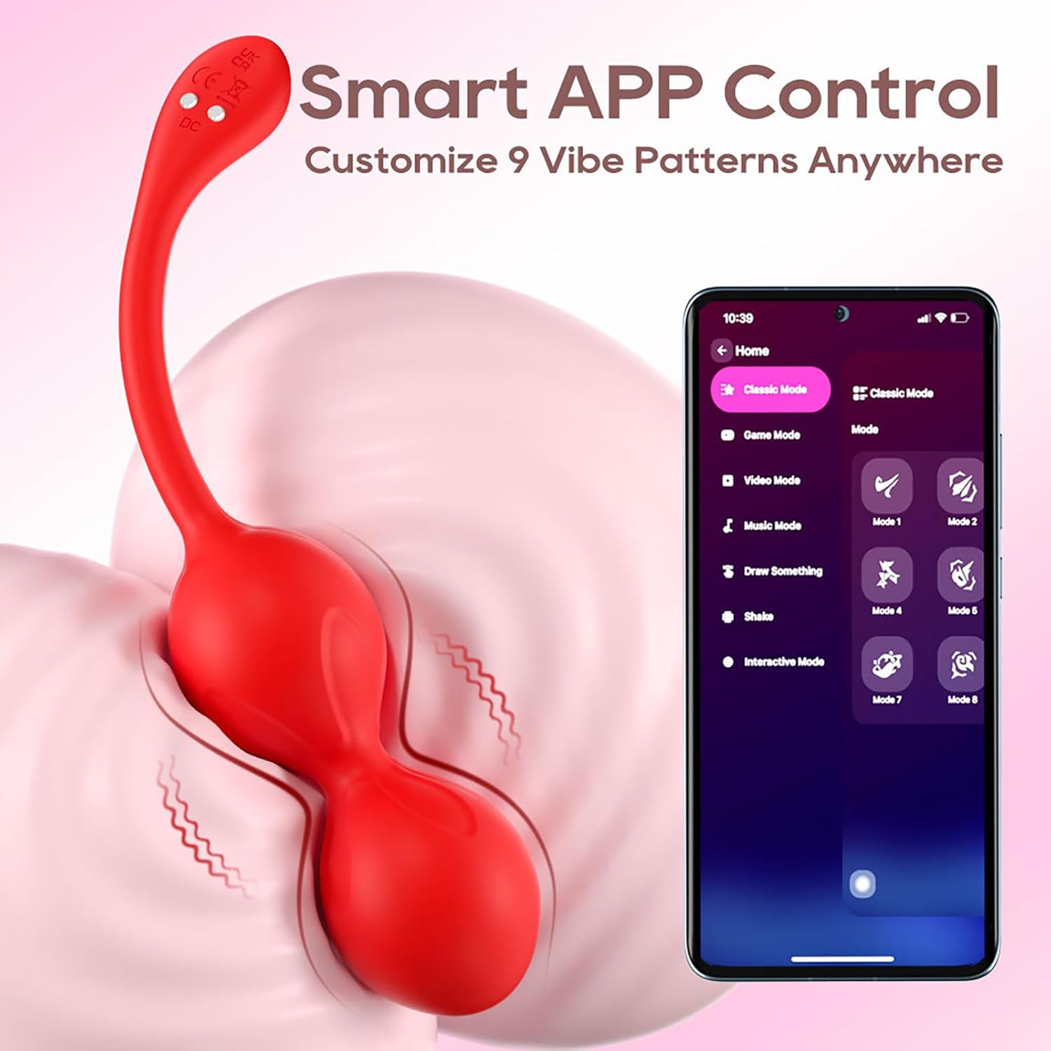 LZYLWC Love Balls with Remote Control for On the Go 4 Sizes Vibro Egg for Women Made of Silicone with 9 Vibration Modes for Pelvic Floor Training and Effective Strengthening of Vaginal Muscles (Red) – Bild 4