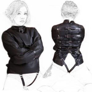 MFMYEE BDSM Bondage Leather Erotic Lingerie Strait Jacket Adult Toy Products SM Fetish Sex Toy