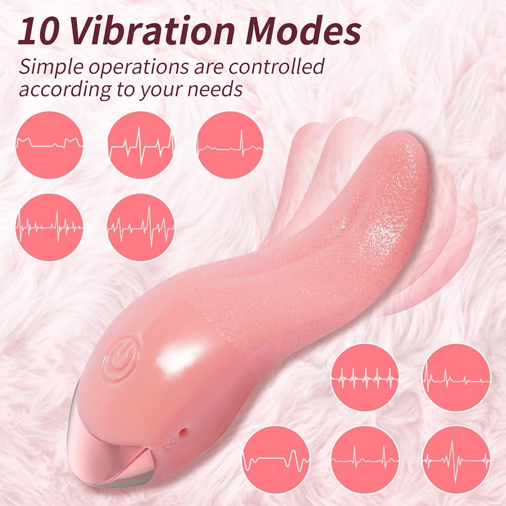 Xuomt Realistic Tongue Vibrator with 10 Vibration Modes, G-Spot Vagina Stimulator, Smart Female Masturbator, Nipple Stimulation of the Clitoris, Oral Dildo, Sex Toy for Women, Couples (Pink) – Bild 5