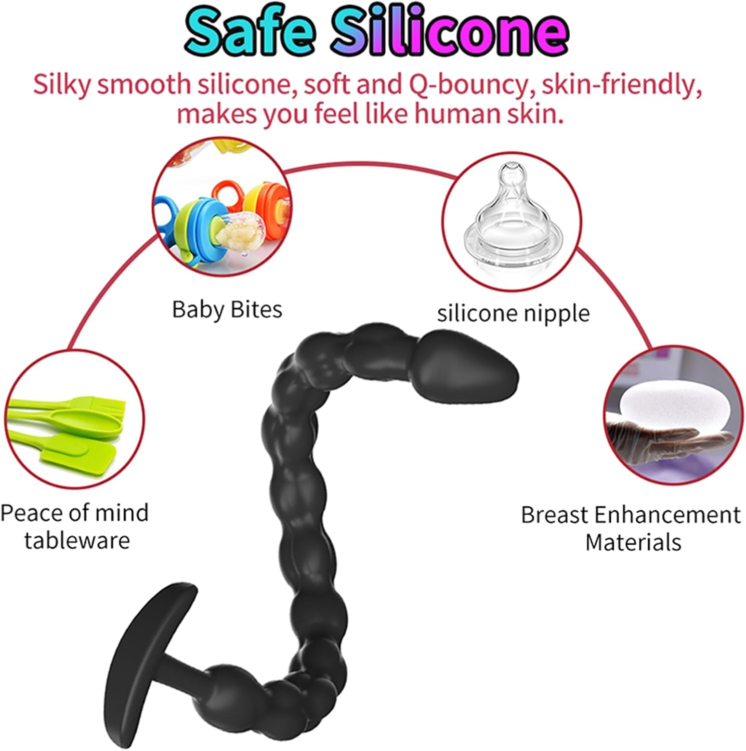 HYSMY Pull Beads with Beads Pull Rings Chain Dildo Neutral Plug Suitable for Couples and Individuals Body Safety Silicone Sex Toy (M) – Bild 6
