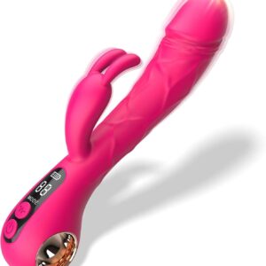 LYAMais Rabbit Vibrators Clitoral G-Spot Dildo Vibrator 2 in 1 Dildo Vibrator with 9 Frequency Vibration and 9 Frequency Clitoral Stimulation Modes, Quiet Sex Toy for Women and Couples