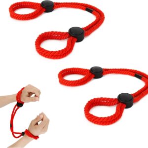 BDSM Sex Bondage, Sex Bondage Handcuffs Restraints, 2 Bondage Rope Set for Wrists and Ankles, with Adjustable Leg Loops, Handcuffs, for Couples, Sex Toys (Red)