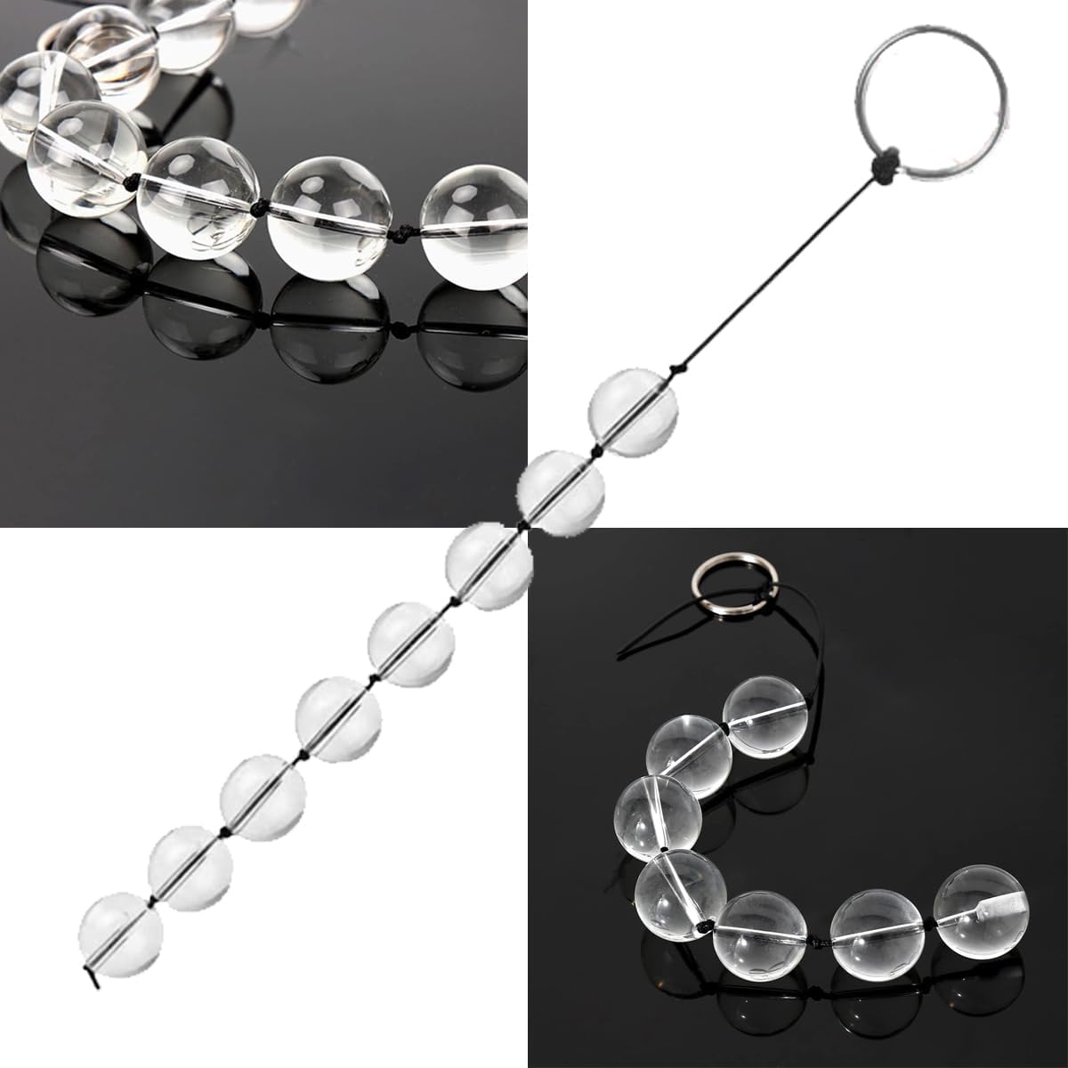 Glass Beads, Crystal Butt Plug, 8 Training Beads, Chain, Sex Toy for Men, Prostate Massager, Transparent Beads, Vagina, Plug, Adults, Erotic Toy for Couples - M – Bild 9