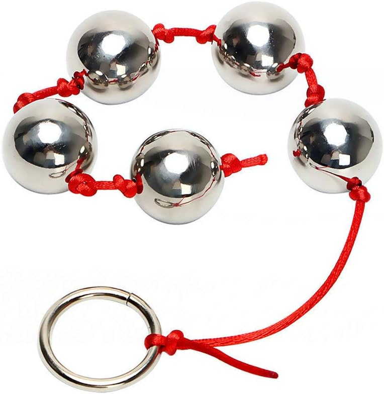 ChicLSQ Stainless Steel Beads Ball Beads Gay Long Chain with 5 Balls Metal Pull Ring G-Spot Stimulation Sex Toy for Men and Women (Ball Diameter 25 mm - Red Rope) – Bild 6