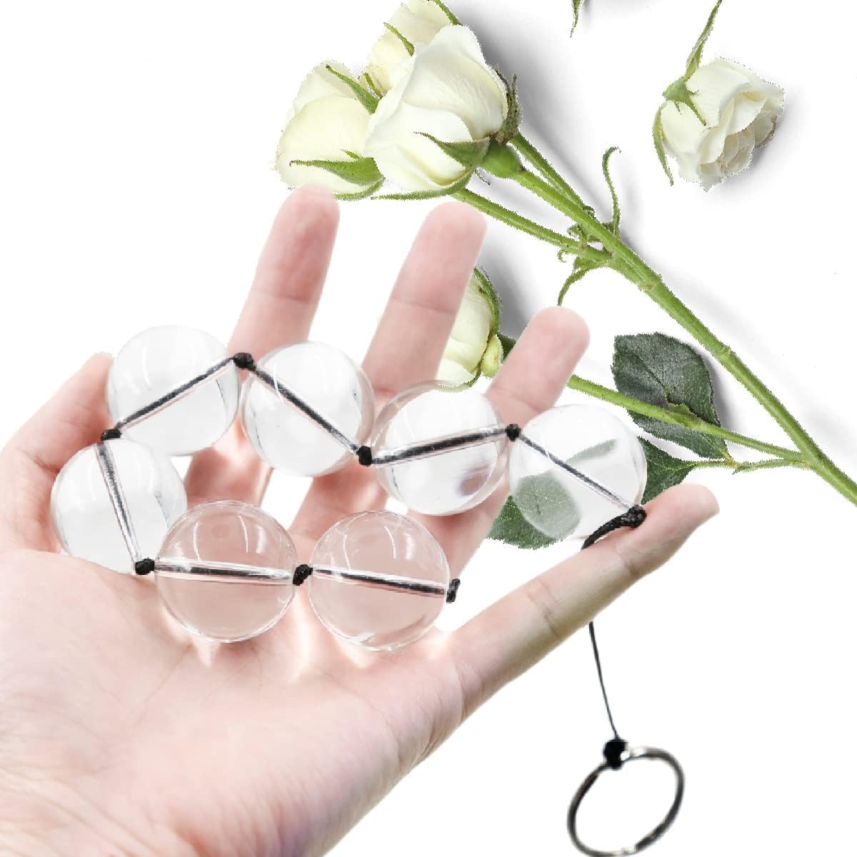 Glass Beads, Crystal Butt Plug, 8 Training Beads, Chain, Sex Toy for Men, Prostate Massager, Transparent Beads, Vagina, Plug, Adults, Erotic Toy for Couples - M – Bild 7