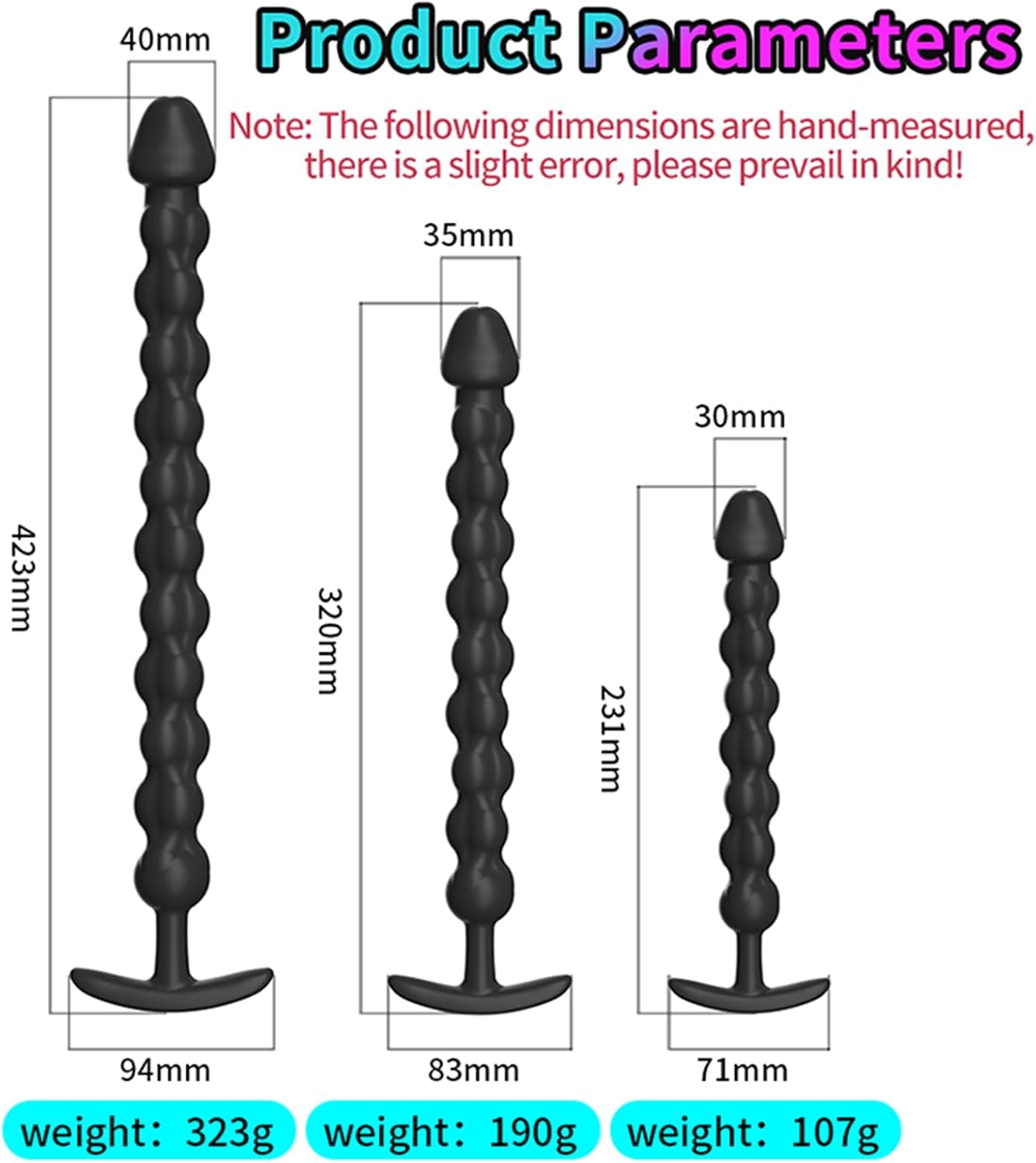 HYSMY Pull Beads with Beads Pull Rings Chain Dildo Neutral Plug Suitable for Couples and Individuals Body Safety Silicone Sex Toy (M) – Bild 2