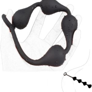 Silicone Balls Chain with Balls Beads Set in Water Drop Butt Plug for Women Men Couples Flexible Toy