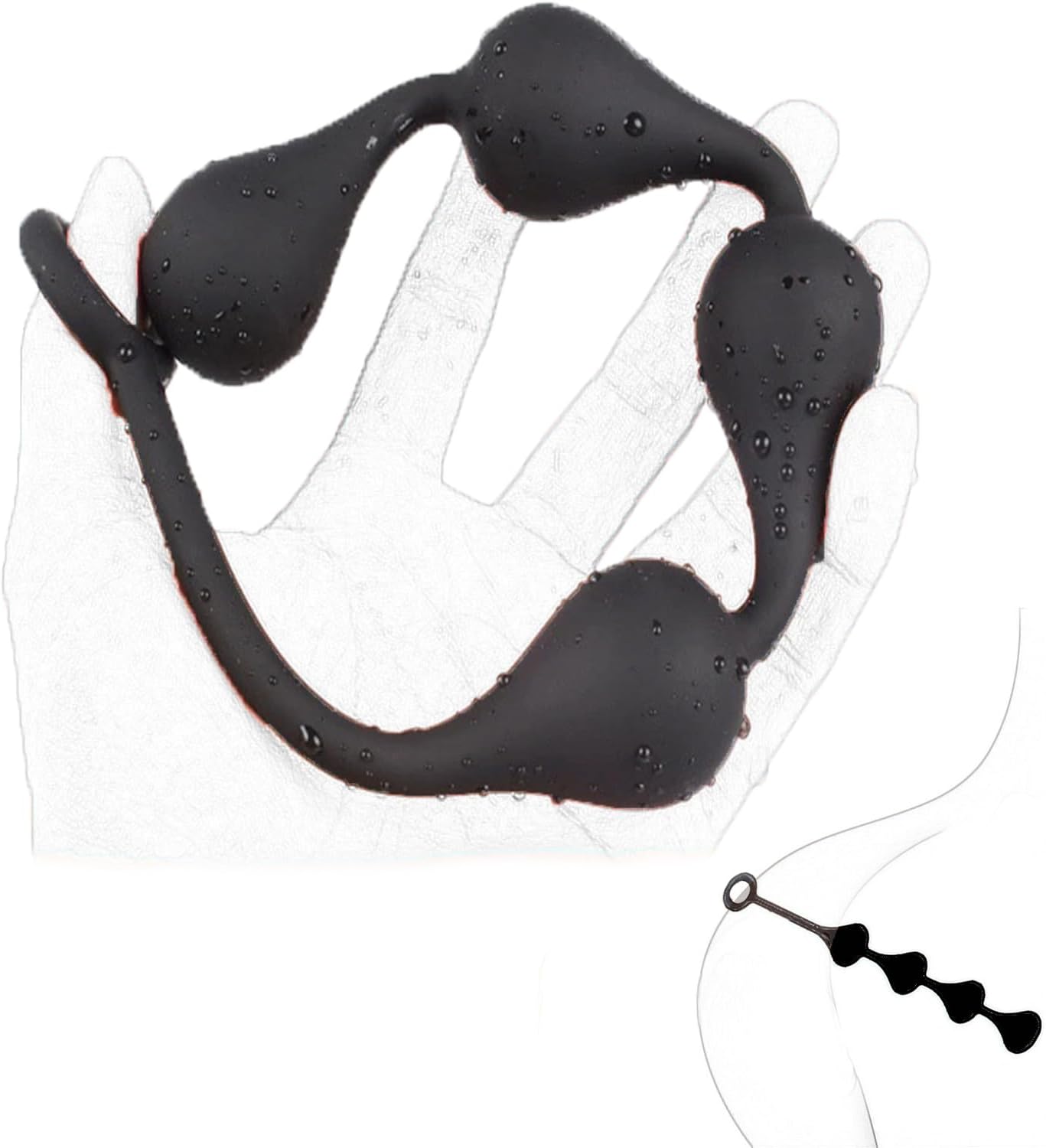 Silicone Balls Chain with Balls Beads Set in Water Drop Butt Plug for Women Men Couples Flexible Toy