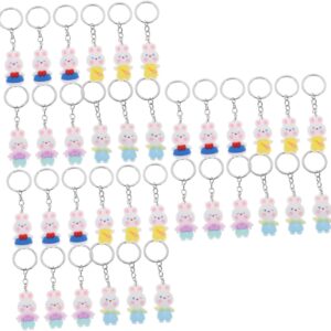 NTALJC Rabbit Back Ornament Dead Beads Keychain Mini Year of the Rabbit Key Rings Animals Charm Plush Accessories Bath Baths Messenger Monster Rubber Dolls Squishy Bunny