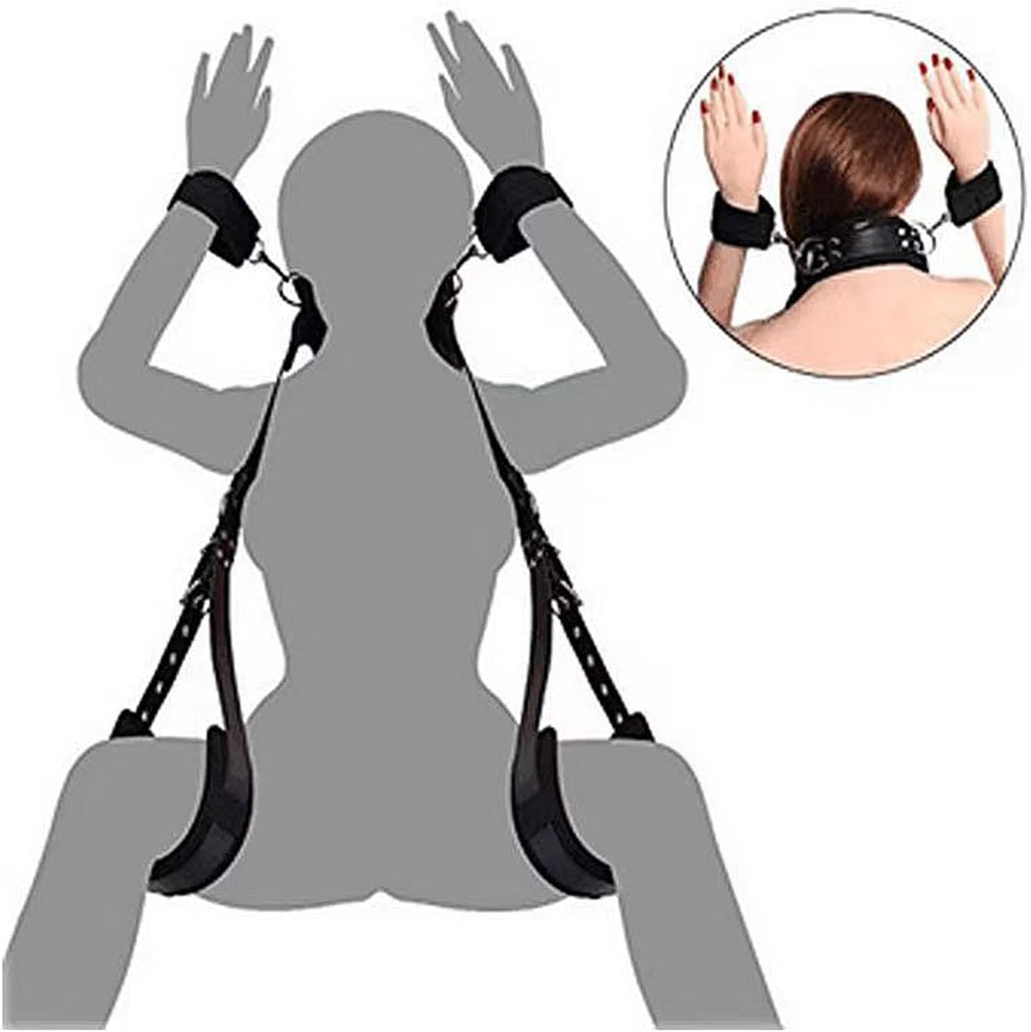 BDSM Sex Bondage Restraints Bondage Set with Handcuffs Ankle Restraints Adjustable Thigh Bandage Ropes and Soft Neck Support Sex Toys for Couples Sex Bondage Set Bondage Set – Bild 6