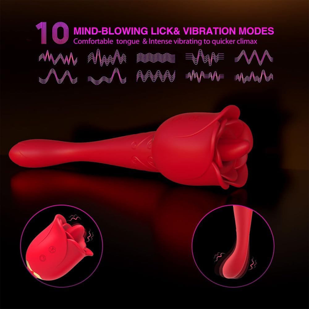 Xuomt Clitoris and G-Spot Tongue Vibrator 2 in 1 Rechargeable Mini Rose Tongue Licking Vagina Stimulator Smart Female Masturbator Nipple Massager Erotic Sex Toy Suitable for Female Couples – Bild 3