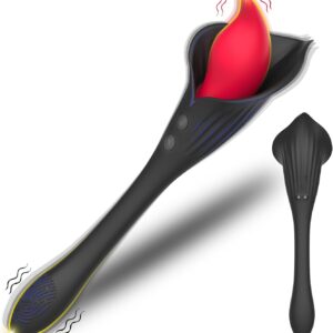 G-Spot Vibrators for Women Sex Toy – 2 in 1 Rabbit Vibrator with 10 Vibration Modes Breast Clitoris Massage Stick Stimulator Erotic Vibrator Dildo Flower Licking Sex Toy