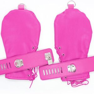 Leather Gloves Fetish Bondage Fist Dog Paws Handcuffs Role Play Slave Wrist Cuffs Pet Games SM Sex Bed Sex Toys for Women and Men, Pink A, Handcuffs