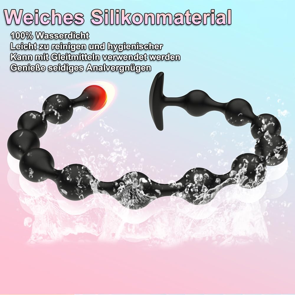 Leyuye 57 cm Extra Long Chain Plug with 13 Balls Toys for Sexual Stimulation Butt Plug with T-Type Base Beads SM Sex Toy for Women Men Couples Extreme Sex (A) – Bild 4