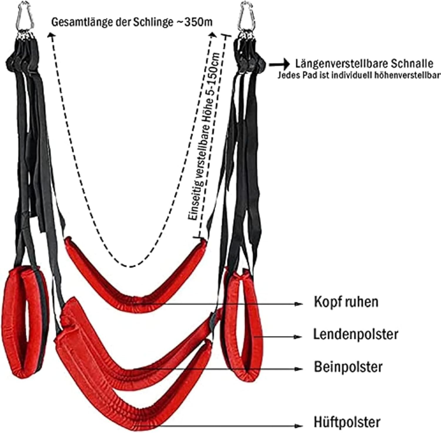 Deluxe Love Swing for Adults - Sex Swing to Improve Posture and Restraint - Sex Toy for Couples - BDSM Swing for Extreme Fun in Bed – Bild 5