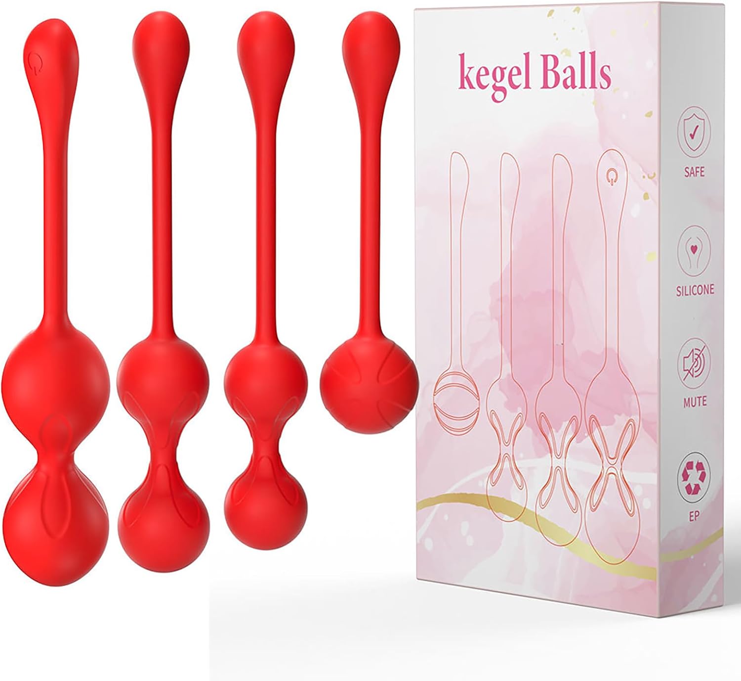 LZYLWC Love Balls with Remote Control for On the Go 4 Sizes Vibro Egg for Women Made of Silicone with 9 Vibration Modes for Pelvic Floor Training and Effective Strengthening of Vaginal Muscles (Red) – Bild 9