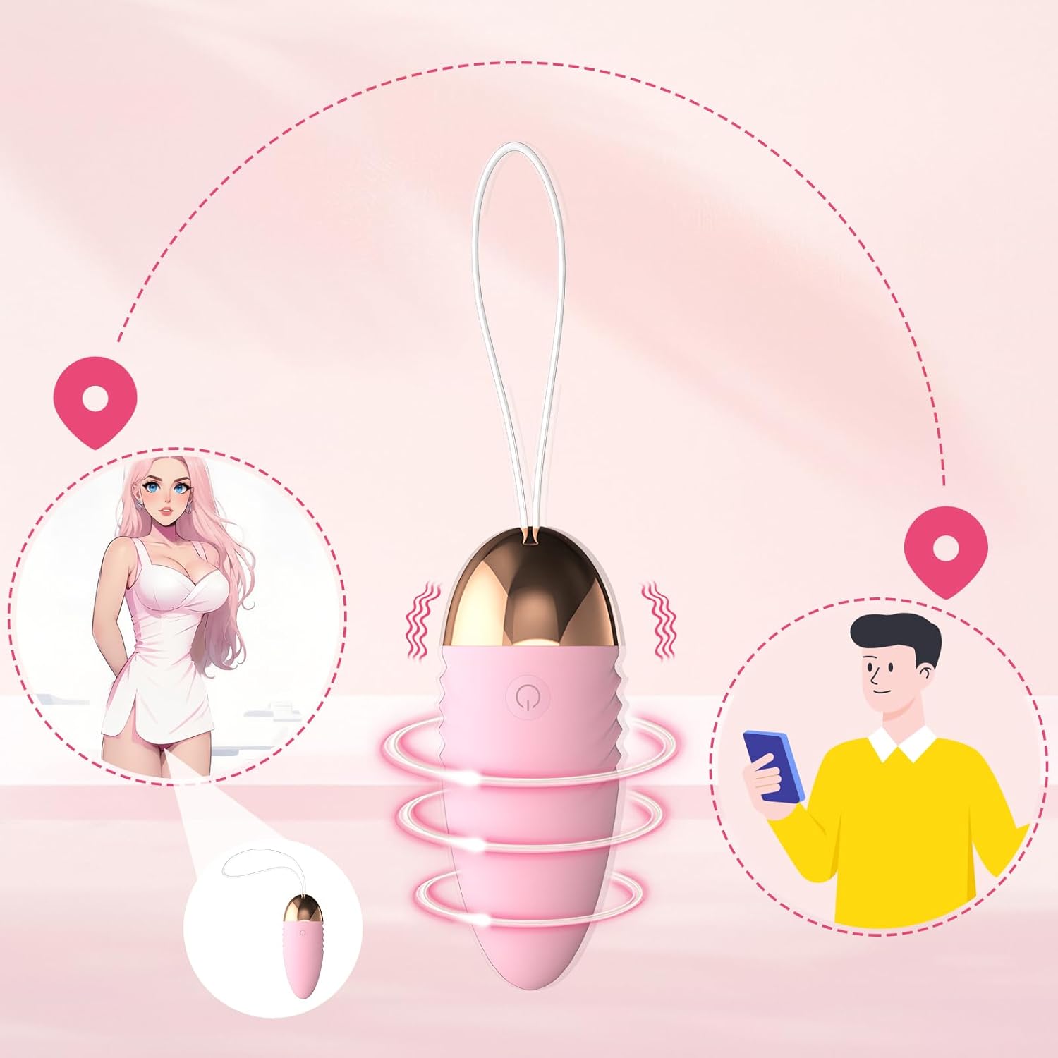 App Vibration Vibrator: Oziral Mini Vibrator for Women with 10 Vibration Modes for G-Spot & Clitoris Love Balls with Remote Control Sex Toy for Couples and Women Rechargeable Pink – Bild 8