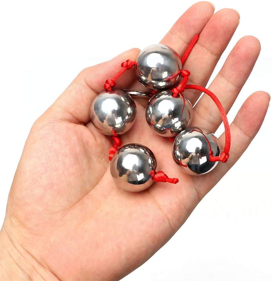 ChicLSQ Stainless Steel Beads Ball Beads Gay Long Chain with 5 Balls Metal Pull Ring G-Spot Stimulation Sex Toy for Men and Women (Ball Diameter 25 mm - Red Rope) – Bild 3