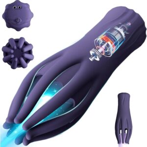 YcsLust Electric Masturbator Trainer Vibrator with 10 Vibration Modes, Glans Stimulator Massager, Electric Masturbator Cup Multiple Sex Toy for Men and Couples Solo (Blue)