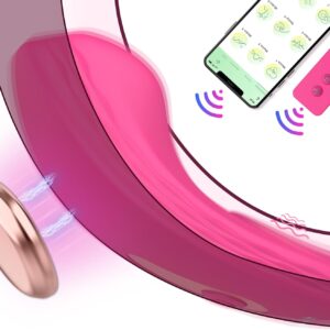 Wearable Butterfly Slip Vibrator with App and Remote Control, Bluetooth Pair Vibrator Portable Mini Lay-on Vibrator with 10 Modes for Her Clitoris Vaginal, Sex Toy with Magnetic Clip for Women